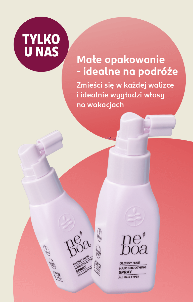Tylko u nas - małe opakowanie - idealne na podróże. Neboa glossy hair spray w mniejszej pojemności.